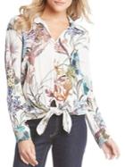 Karen Kane Floral-print Tie-front Blouse