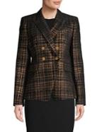 Elie Tahari Jezebel Metallic Tweed Double-breasted Blazer
