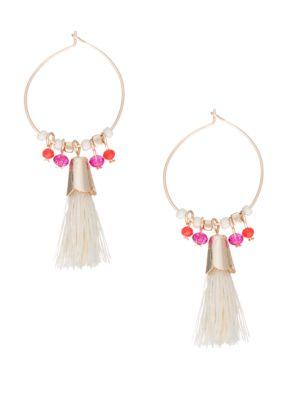 Design Lab Lord & Taylor Tassel-accented Small Oval Drop Earrings
