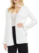 Vince Camuto Lace-up Sleeve Cotton Open Front Cardigan