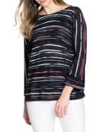 Nic+zoe Plus Line Up Striped Flare Sleeve Top