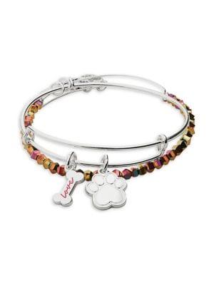 Alex And Ani Silvertone Dog Bone And Paw Bracelets