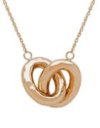 Lord & Taylor 14k Gold Interlocked Double Oval Hollow Pendant Necklace
