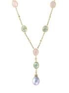 Effy Mosaic 14k Yellow Gold, Gray Oval Freshwater Pearl And Semi-precious Multi-stone Y-necklace