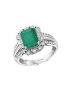 Effy Brasilica 14k White Gold, Emerald & Diamond Solitaire Ring