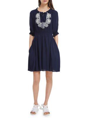 French Connection Catania Crinkle Fit & Flare Dress