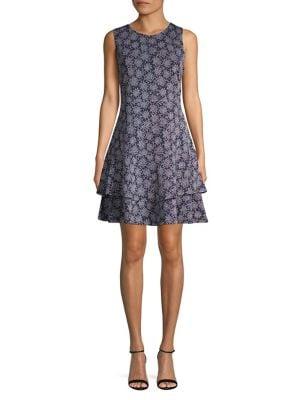 Michael Michael Kors Petite Floral Ruffle Hem Sheath Dress