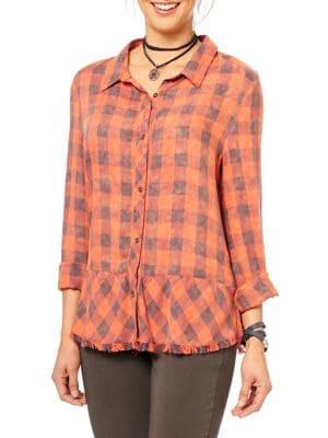 Democracy Plaid Button Front Shirt
