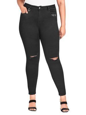 City Chic Plus Mid Rise Rivetted Jean Harley Jeans
