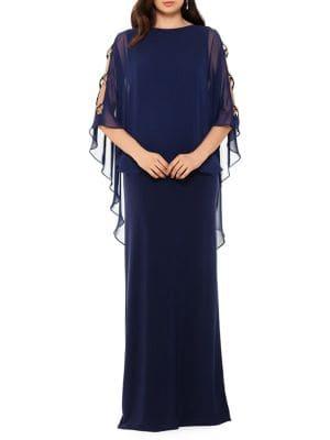 Xscape Chiffon Overlay Gown