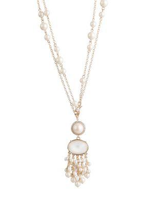 Carolee Pacific Pearls 4-8mm Freshwater Pearl And Faux Pearl Tassel Necklace