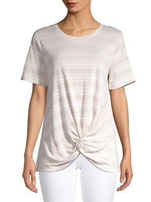 Jones New York Striped Twisted Front Tee