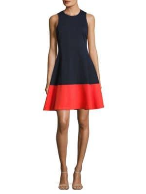 Eliza J Sleeveless Colorblock Fit & Flare Dress