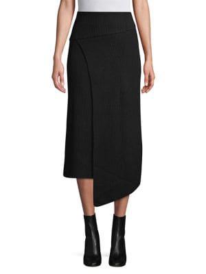 Caara Ribbed Faux Wrap Skirt