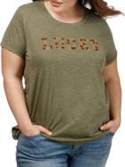 Lucky Brand Plus Floral Logo Tee