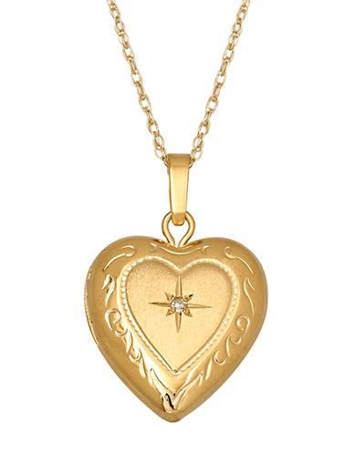 Lord & Taylor 14 Kt. Gold Diamond Heart Locket Necklace