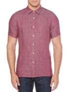 Perry Ellis Short-sleeve Linen Button-down Shirt
