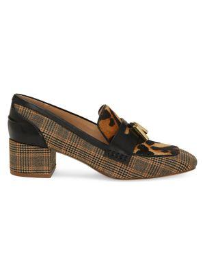 Louise Et Cie Lanton3 Calf Hair Plaid Heeled Loafers