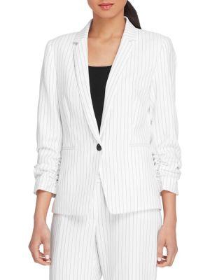 Tahari Arthur S. Levine Shirred-sleeve Pinstripe Jacket