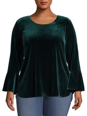Calvin Klein Plus Plus Bell Sleeve Velvet Top