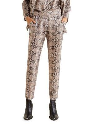 Mango Snake-print Straight-fit Trousers