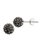 Lord & Taylor Sterling Silver Crystal-encrusted Ball Stud Earrings