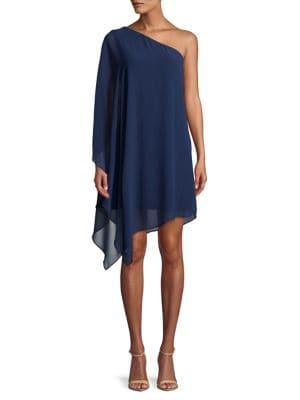 H Halston One-shoulder Drape Dress