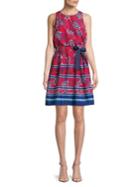Eliza J Floral Ribbon Tie Sleeveless Dress