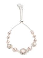 Anne Klein Silvertone, Crystal And Pink Faux Pearl Slider Bracelet