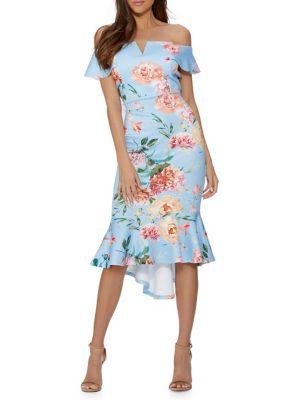 Quiz Floral Dip Hem Hi-lo Dress