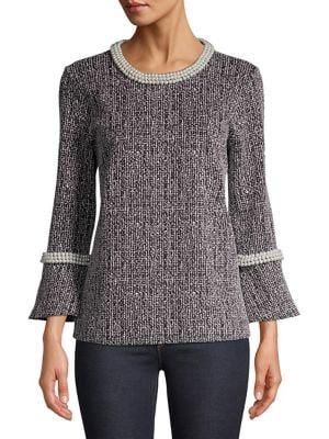 Karl Lagerfeld Paris Embellished Long Sleeve Top