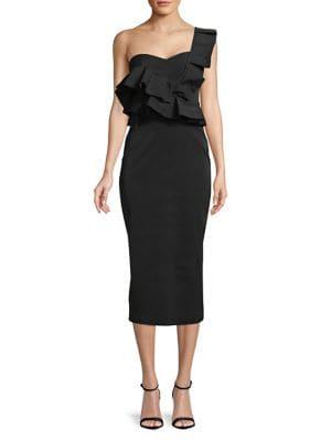 Mestiza New York Metallic Midnight Katalina Ruffle Midi Dress