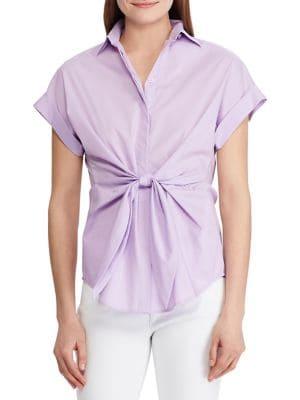 Lauren Ralph Lauren Tie-front Cotton Blend Shirt