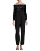 Eliza J Sequin Long Sleeve Jumpsuit