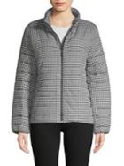 Vince Camuto Houndstooth Zip-front Puffer Jacket