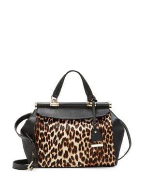 Vince Camuto Carla Leather Leopard Satchel