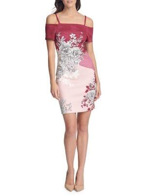 Guess Cold-shoulder Floral-print Dress