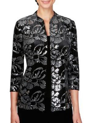 Alex Evenings Two-piece Tank Top & Sequin Jacket Velvet Set