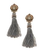 Marchesa Pearl & Crystal Tassel Linear Earrings
