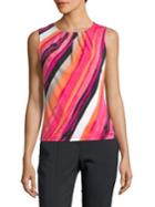 Calvin Klein Petite Pleat-neck Striped Cami Top