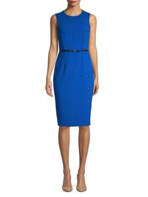 Calvin Klein Belted Button-trim Sheath Dress