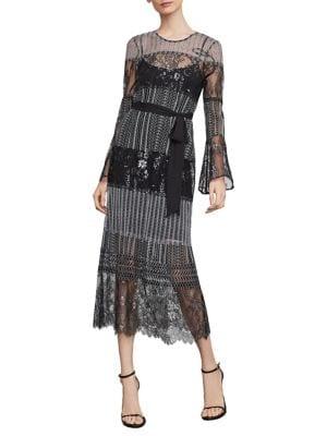 Bcbgmaxazria Metallic Lace Midi Dress