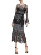 Bcbgmaxazria Metallic Lace Midi Dress
