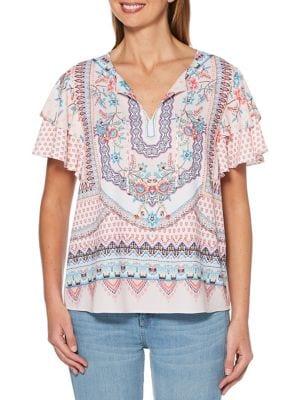Rafaella Floral Ruffle Sleeve Top