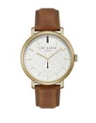Ted Baker London Trent Stainless Steel Leather-strap Watch
