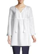 Tommy Bahama Island Eyelet Embroidered Linen-blend Tunic