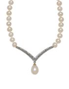 Lord & Taylor 7-9mm White Freshwater Pearl, Diamond And Sterling Silver Pendant Necklace