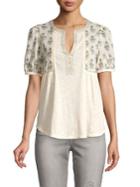 Lucky Brand Floral-print Cotton-blend Top