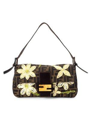 Fendi Vintage Floral Zucca Baguette Shoulder Bag