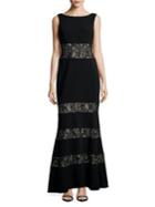 Vince Camuto Sleeveless Lace-embroidered Gown